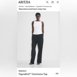 Aritzia Babaton Commons Top in White - Sleeveless boatneck crepe top tank